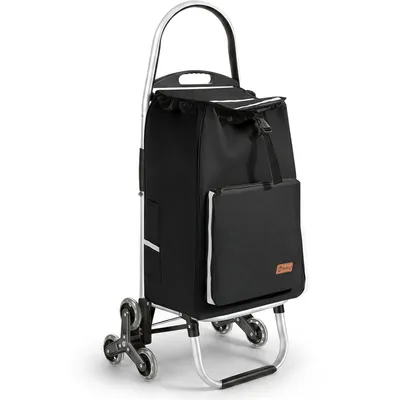 Produktbild von Sekey Klappbar Einkaufstrolley Treppensteiger Aluminium, mit 50L Wasserdichter Tasche, Kühlfach, Schwarz