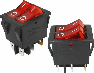 Obrázok produktu pre Dvojitý spínač 15 A 250 V ČERVENÝ 6-pólový