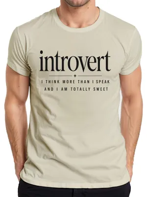 Obrázek produktu pro Tričko "Introvert – Myslím více, než mluvím", ironické, pánské, barva: přírodní, velikost XXL
