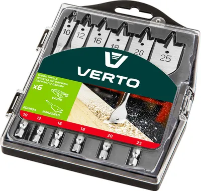 Produktbild von Verto 60H804, Bohrer, Flachmeißel-Bohrkrone, Holz, Sechskantschaft, 6 Stück(e), 10, 12, 16, 18, 20, 25 mm
