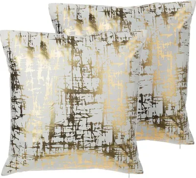 Produktbild von BELIANI Dekokissen Gold 2er Set Baumwolle 45 x 45 cm Wohnzimmer Salon Schlafzimmer