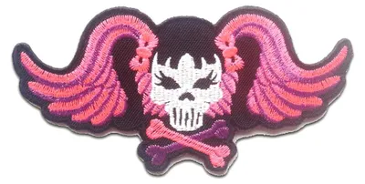 Produktbild von Totenkopf Mit Flügel Skelett - Aufnäher, Bügelbild, Aufbügler, Applikationen, Patches, Flicken, Zum Aufbügeln, Größe: 5.9 x 11.9 cm