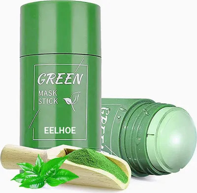 Produktbild von 2X Green Mask Stick, grüner tee purifying clay stick, Grüntee Gesichtsmaske, Befeuchtet und kontrolliert das Öl, Mitesser Akne Entferner, Cleansing