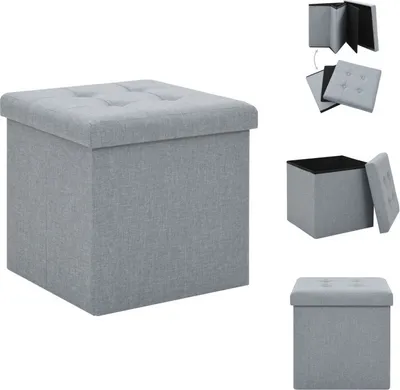 Produktbild von vidaXL Hocker mit Stauraum Hellgrau Leinenoptik -  Klappstühle & Hocker