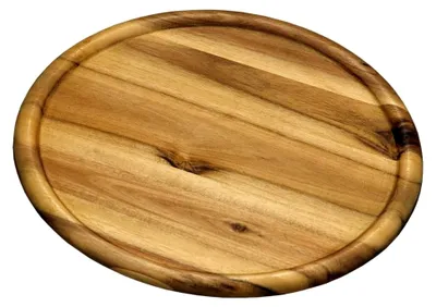 Produktbild von 2 Pizzateller aus Akazienholz, Ø 32 x 2 cm, mit Saftrinne,, Brotzeitplatte, Servierplatte aus Holz