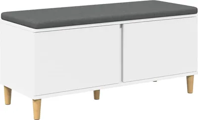 Produktbild von vidaXL Flurbank mit Kissen mit Speicher mit Tür Weiß 100 x 38 x 46 cm