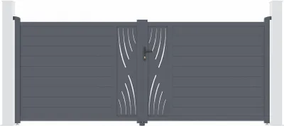 Produktbild von Doppelflügeltor aus Aluminium 4m VELETA H.160cm grau