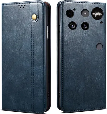 Immagine prodotto di Custodia per Niente Phone 3 in pelle flip case portafoglio con funzione stand blu
