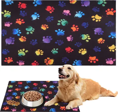 Produktbild von Futterschalenunterlage für Katze und Hund, 50 x 30 cm, rutschfest und waschbar - Hunde- und Katzenfutterunterlage