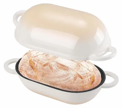 Obrázek produktu pro Forma na chléb z litiny s víkem, 28 cm, objem 5,5 litru, s barevným přechodem, bílá