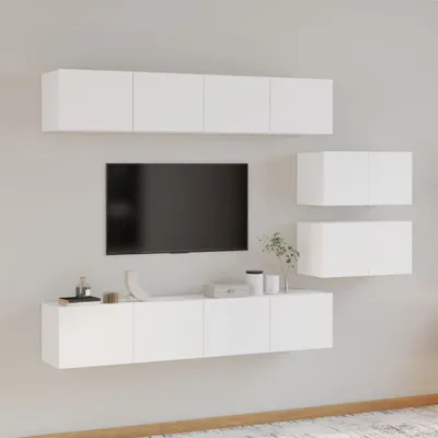 Produktbild von "2026 Promotion" 6-tlg. TV-Schrank-Set Weiß Holzwerkstoff - TV-Schränke C61
