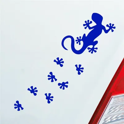 Produktbild von Auto Aufkleber Salamander Agame Echse Lizard Fußspuren 20x6 cm Dunkelblau Sticker Heckscheibenaufkleber
