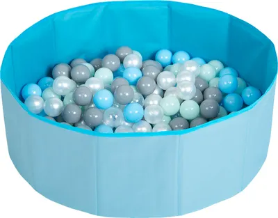 Produktbild von Selonis faltbare bällebad mit 200 bälle für kinder haustiere spielbad, blau:perle/grau/transparent/babyblau/minze