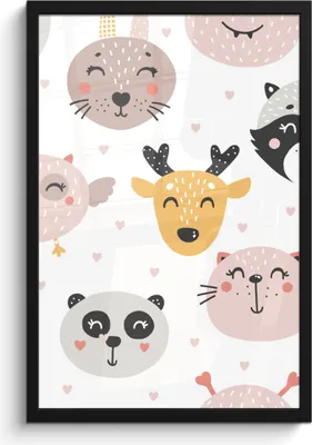 Produktbild von MuchoWow® MuchoWow® Gerahmtes Poster Katze - Tiere - Muster - Jungen - Mädchen - Baby - Kind 40x60 cm - Poster mit zchwarzem Bilderrahmen - Papierdruck - Wandbilder