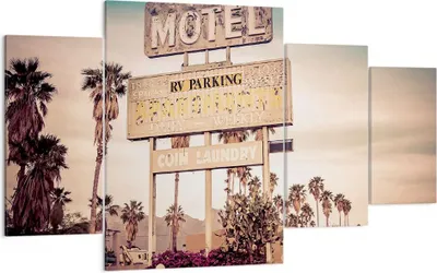 Produktbild von Bild auf Leinwand - Leinwandbild - Amerika Motel Straße Zeichen - 160x90cm - Wand Bild - Wanddeko - Leinwanddruck - Bilder - Kunstdruck - Wanddekoration - Leinwand bilder - Wandkunst - DL160x90-2509
