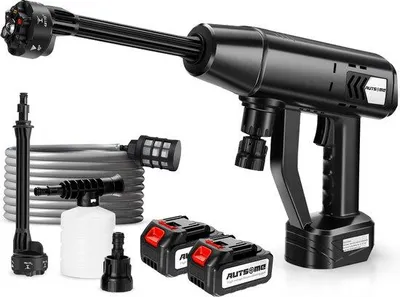 Image de Nettoyeur haute pression AUTSOME 6-en-1 à batterie, nettoyeur mobile à haute pression, pistolet d'arrosage pour voiture, avec 2 batteries et 1 chargeur