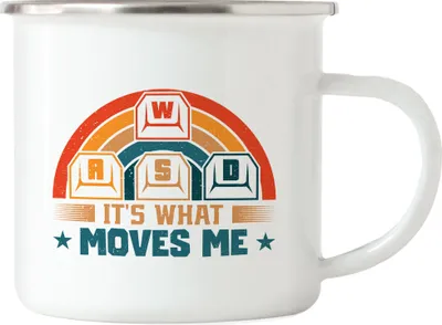 Produktbild von It's what moves me Emaille Tasse Gaming Zocker Tastatur Computerspiele Streaming
