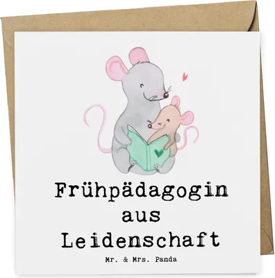 Produktbild von Mr. & Mrs. Panda Grußkarte Frühpädagogin Leidenschaft - Weiß - Geschenk, doppelkarte, Spruch, Lustig, faltkarte, Witzig, Glückwunschkarte, Studium, Ausbildung, Klappkarte
