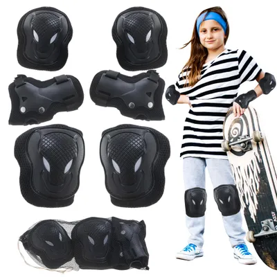 Produktbild von L-BRNO Knie- und Ellbogenschützer Handgelenkschützer für Rollerscooter Set schwarz
