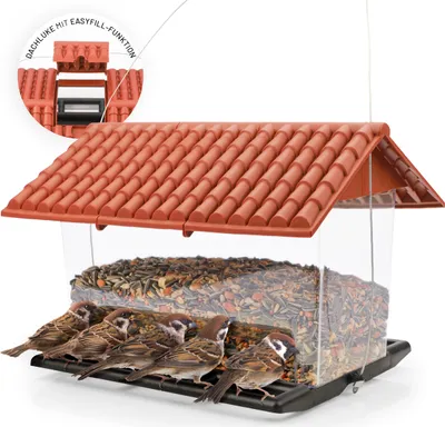 Produktbild von WILDLIFE HOME Vogelhaus XL zum Aufhängen für Wildvögel - Futterscheune, Vogelfutterhaus, Vogelfutterspender Wetterfest, Vogelfutterstation