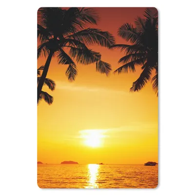Produktbild von MuchoWow® Mauspad Mousepad Palme - Sonnenuntergang - Strand - Orange - Tropisch 18x27 cm - Mousepads - Maus Mat - Pad - Mausunterlage
