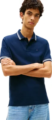 Immagine prodotto di Camicia polo Tommy Jeans da uomo, modello regular fit con bordi a contrasto, colore blu (Dark Night Navy), taglia 4XL