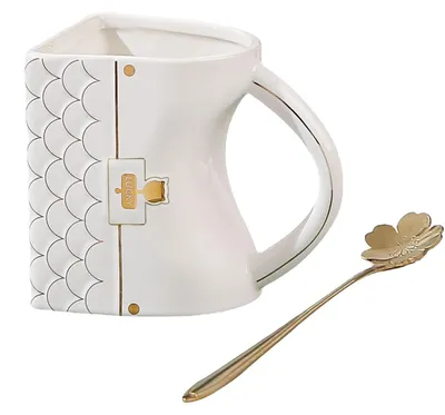 Image de Omgoods - Tasse à café en céramique, forme artisanale, avec cuillère (350 ml)
