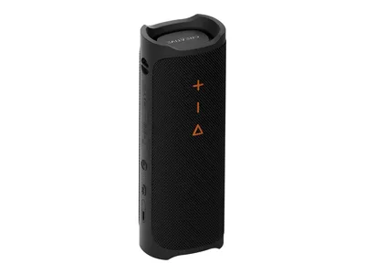 A black Creative Labs MUVO Go portable stereo speaker is shown against a white background.