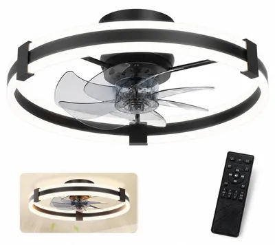 Produktbild von 50 cm LED Deckenventilator mit Licht, App & Fernbedienung, 3 Farbtemperaturen, 6 Geschwindigkeiten, dimmbar, vorwärts/rückwärts, leise – Schwarz