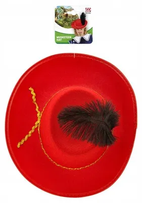 Imagen del producto de Sombrero de mosquetero con pluma, color rojo, para niños