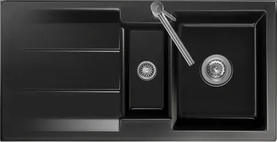 Produktbild von Spüle KeraDomo GENEA 100 F in NERO mit Handbetätigung / Einbauspüle / Flächenbündig