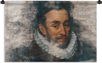 Produktbild von MuchoWow® Wandteppich Wandbehang Wilhelm von Oranien - Adriaen Thomasz - Zeitungsartikel 120x80 cm Tapisserie Dekoration Wandtuch - Wanddekorationen - Wandtücher