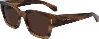 Zdjęcie produktu dla Męskie okulary przeciwsłoneczne FERRAGAMO SF2010S 319 STRIPED KHAKI 52/21/145