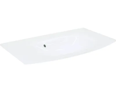 Zdjęcie produktu dla Umywalka FACKELMANN LUGANO / Umywalka szklana / Wymiary (szer. x wys. x gł.): ok. 80 x 16 x 46 cm / Wysokiej jakości, wygięta umywalka do łazienki / Kolor: biały-przezroczysty / Szerokość 80 cm