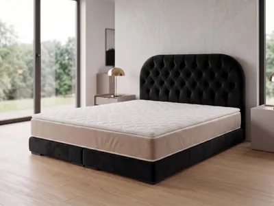 Produktbild von Polsterbett  LEON 4 mit Kopfteil, modernes gepolstertes Bett in 140 x 200 cm Farbe: Schwarz
