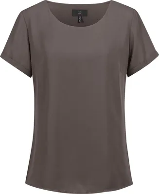 Produktbild von Greiff CHIFFON Damen Chiffon-Bluse Kurzarm Rundhals Regular Taupe 44