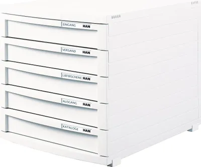 Produktbild von Schubladenbox CONTUR für DIN B4 5 Schübe, weiß, 300 x 382 x 307 mm