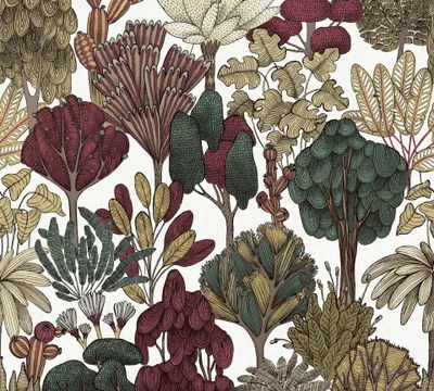 Produktbild von Architects Paper Dschungeltapete Floral Impression tropische Tapete Vliestapete rot beige braun grün gelb 10,05 m x 0,53 m
