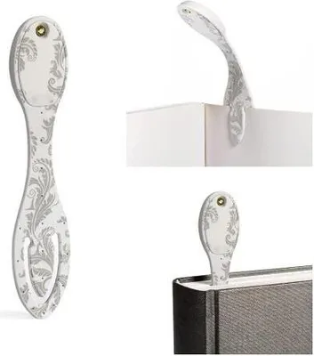 Obrázek produktu pro Flexilight lampička na čtení (White Flowers) - bílá - 2 v 1 lampička na čtení a záložka - LED lampička na čtení - dárek pro čtenáře, milovníky knih - německé vydání