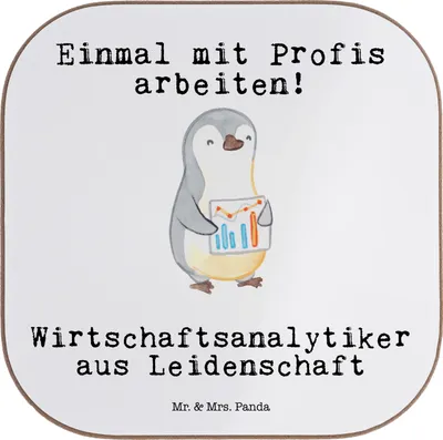 Produktbild von Mr. & Mrs. Panda Holzuntersetzer Wirtschaftsanalytiker Leidenschaft - Weiß - Geschenk, Untersetzer für Gläser, Glas, Tasse, Coaster, gläseruntersetzer