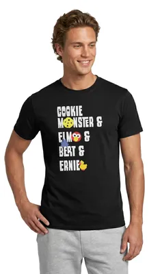 Produktbild von Spreadshirt Sesamstraße Cookie Monster, Elmo, Bert, Ernie Männer T-Shirt, 3XL, Schwarz
