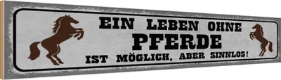 Produktbild von vianmo Holzschild 10x46 cm Leben ohne Pferde sinnlos Tier Haustier