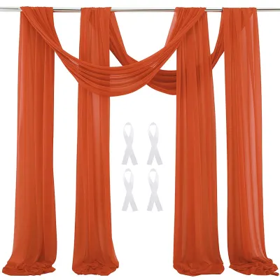 Produktbild von Transparenter Vorhang, 600 x 75 cm - Hintergrund für Hochzeiten - Voile-Vorhang - Chiffon-Draperie - 2 Stück - Hochwertiger Stoff - Hintergrundvorhang