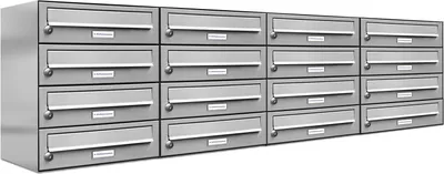 Produktbild von 16er Edelstahl Briefkasten Anlage 16 Fach Wandbriefkasten Postkasten