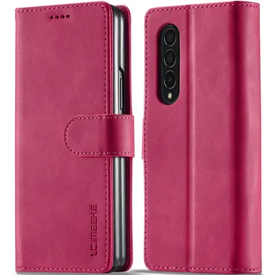 Obrázek produktu pro Pouzdro pro Samsung Galaxy Z Fold 3 5G, kožené flipové pouzdro s magnetickým uzávěrem a stojánkem, ochranné pouzdro Růžový