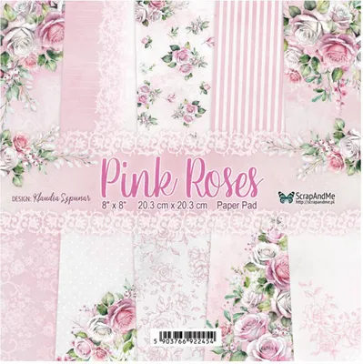 Image de SCRAPANDME Set 15 feuilles 20x20cm papier scrapbooking double face - Roses roses