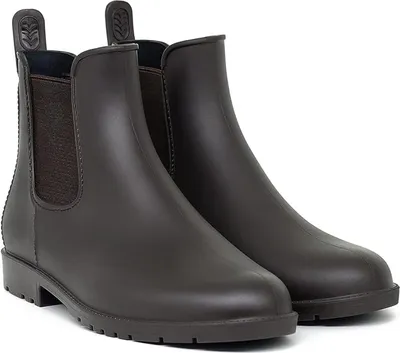 Produktbild von ASKSA Damen Kurz Gummistiefel Outdoor Stiefel Chelsea Regenschuhe Wasserdicht Regenstiefel, Braun, Groesse: 36