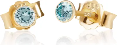 Produktbild von Paar 3,0mm 333 Gelb Gold 8 K Ohrstecker Zirkon Aquamarin Butterfly Verschluss