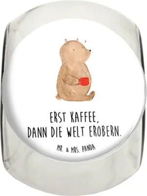Produktbild von Mr. & Mrs. Panda Frischhaltedose Bär Kaffee L 870ml - Weiß - Geschenk, Teddy, Aufbewahrungsdose, Coffee, Vorratsglas, Motivation, Bonboniere, Guten Morgen, Dekoglas