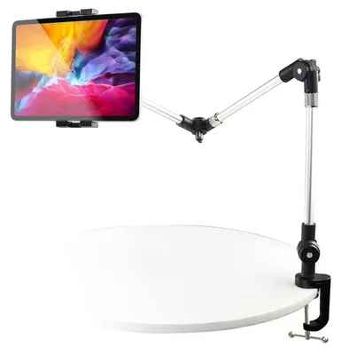 Immagine prodotto di Supporto per tablet con braccio estensibile, adatto per letto e scrivania, in alluminio regolabile, compatibile con dispositivi da 4 a 13 pollici